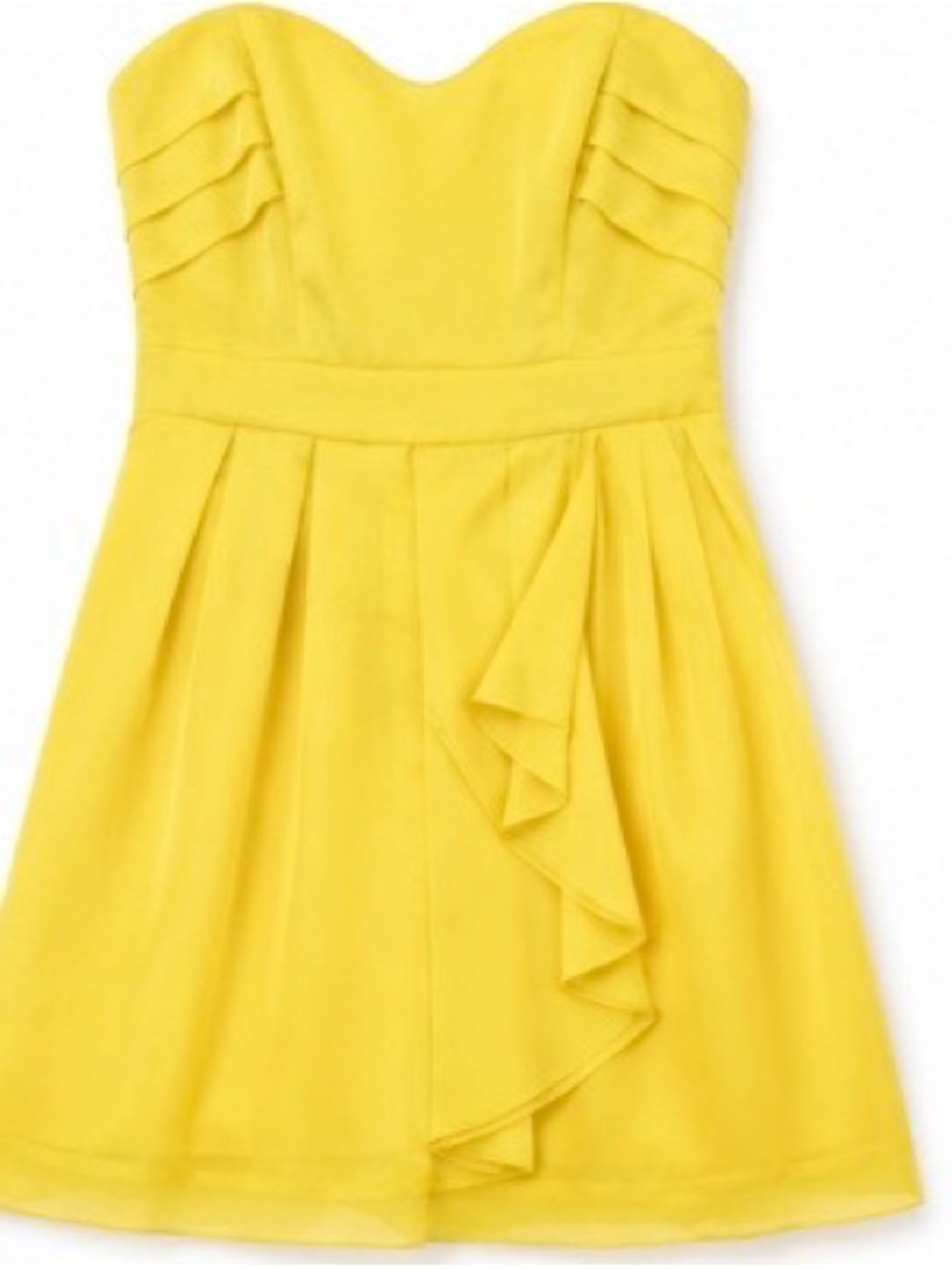 BCBGeneration Yellow High-Low Pleated Overlay Dress